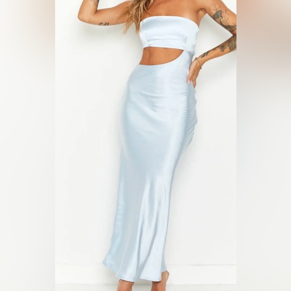 Blair Ice Blue Strapless Maxi Dress